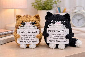 Emotional Support Desk Buddy, Custom Crochet Cat Doll, Funny Coworker Gift, Pawsitive Affirmation Decor, Cat Lover Gift, Cheer Up Gift