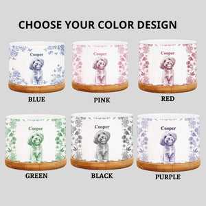 Toile De Jouy Flower Pet Photo - Custom Pet Flower Pot, Personalized Pet Memorial Planter, Dog Loss Remembrance Gift,Dog Lover, Dog Mom Gift