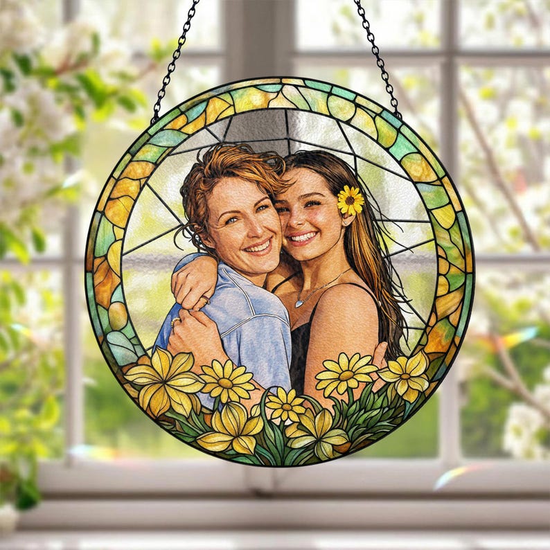 Custom Photo Style Suncatcher For Family And Bestie - Personalized Acrylic Suncatcher