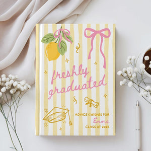 Personalized Freshly Graduated Book, Custom Graduation Guestbook, High School Graduation Messages, Book Lover Grad Party Book