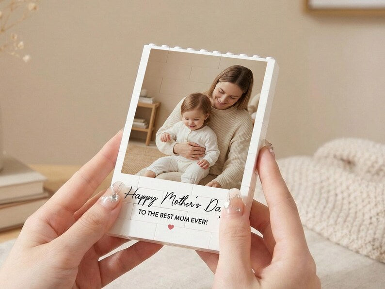 Personalized Mother s Day Gift for Mom, Custom Photo Building Block Puzzle, Picture Keepsake for New Mom, Gift from Daughter Son, Fun Gift