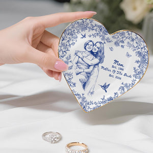 Custom Mother of the Bride Jewelry Tray, Custom Photo Toile de Jouy Ring Dish, Ceramic Tray, Gift for Mom, Mother's day gift