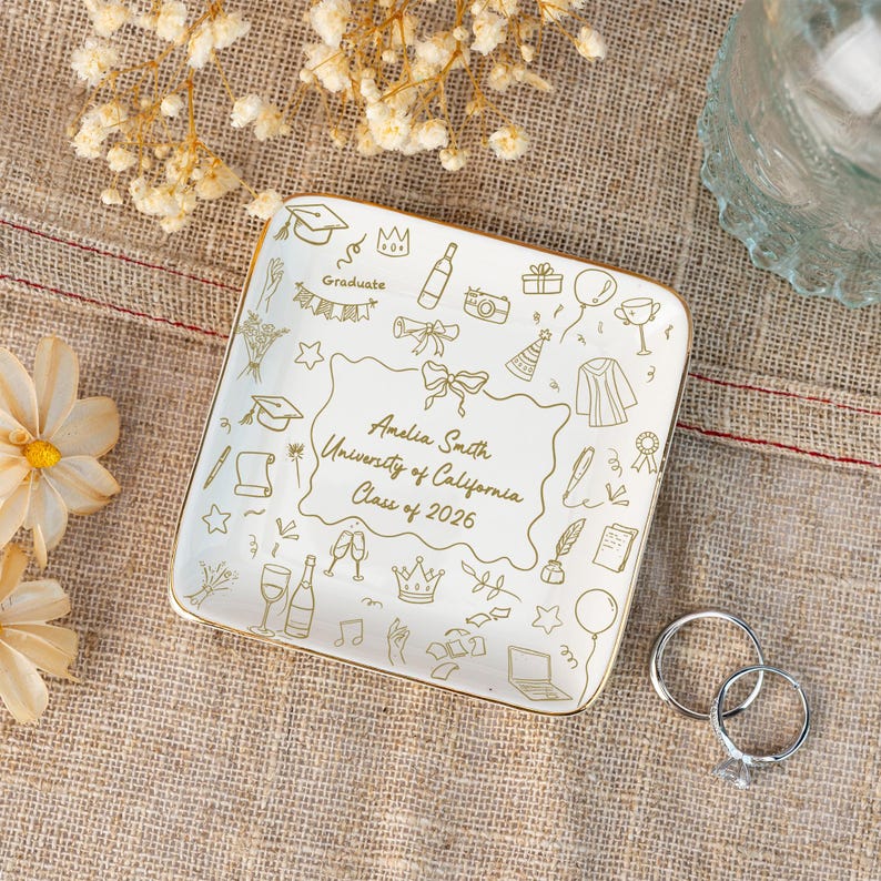 Unique Graduation Gifts: Custom Graduation Jewelry Dish,Graduation Trinket Dish,College Gifts,Class Of 2026,Graduation Gifts for Daughter