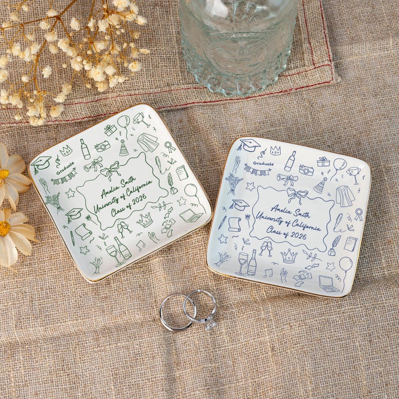 Unique Graduation Gifts: Custom Graduation Jewelry Dish,Graduation Trinket Dish,College Gifts,Class Of 2026,Graduation Gifts for Daughter