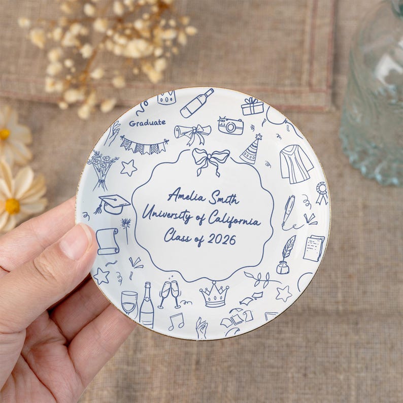 Unique Graduation Gifts: Custom Graduation Jewelry Dish,Graduation Trinket Dish,College Gifts,Class Of 2026,Graduation Gifts for Daughter