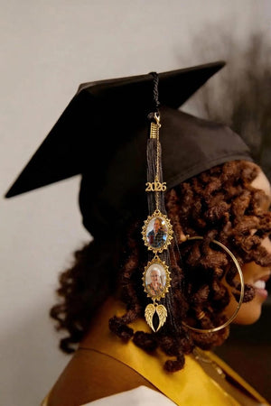 Custom Graduation Memorial Tassel Charm,Grad Cap Photo Charm with Angel Wing,2026 Graduation Gifts for Her or Him