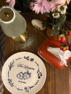 Custom Wedding Engagement Anniversary Plate, Gift for Couples, Dishwasher Safe, Microwaveable Safe