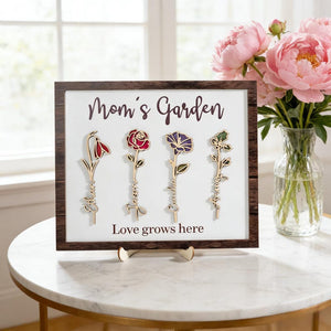 Custom Birth Flower Garden Frame,Personalized Family Sign,Mom's Garden,Mothers Day Gift,Gift for Mom,Wooden Flower Sign,Mother Daughter Gift