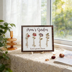 Custom Birth Flower Garden Frame,Personalized Family Sign,Mom's Garden,Mothers Day Gift,Gift for Mom,Wooden Flower Sign,Mother Daughter Gift
