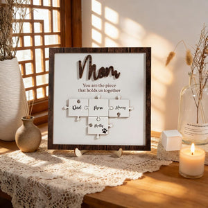 Personalized Mom Puzzle Sign,Mother's Day Gift from Kids Husband,Piece That Holds Us Together Grandma Gift,Customized Puzzle Pieces Sign