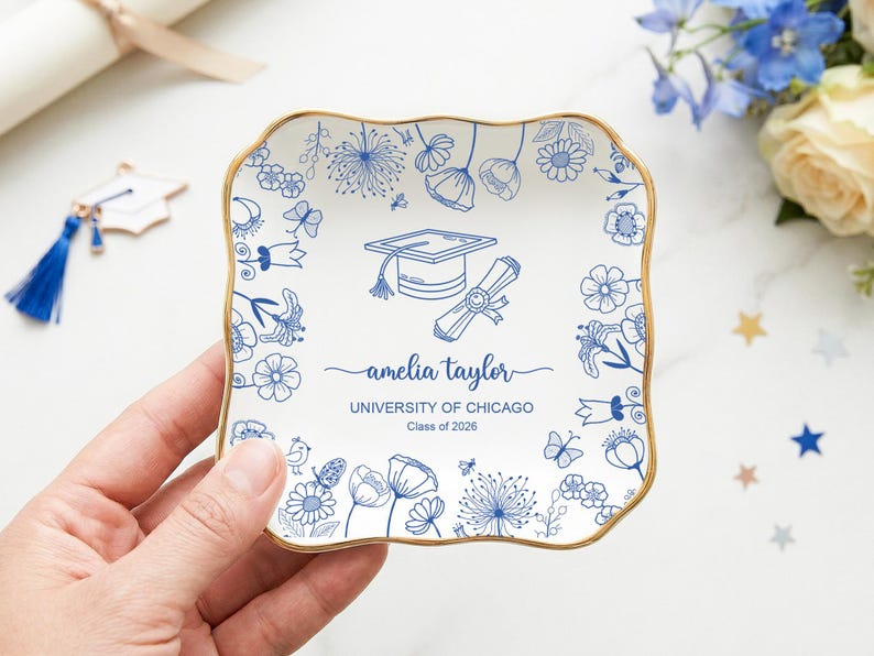 2026 Graduation Gift,Personalized Graduation Jewelry Dish,Class of 2026 Gift,Graduation Trinket Dish,Graduation Party Gift,Memorial Gift
