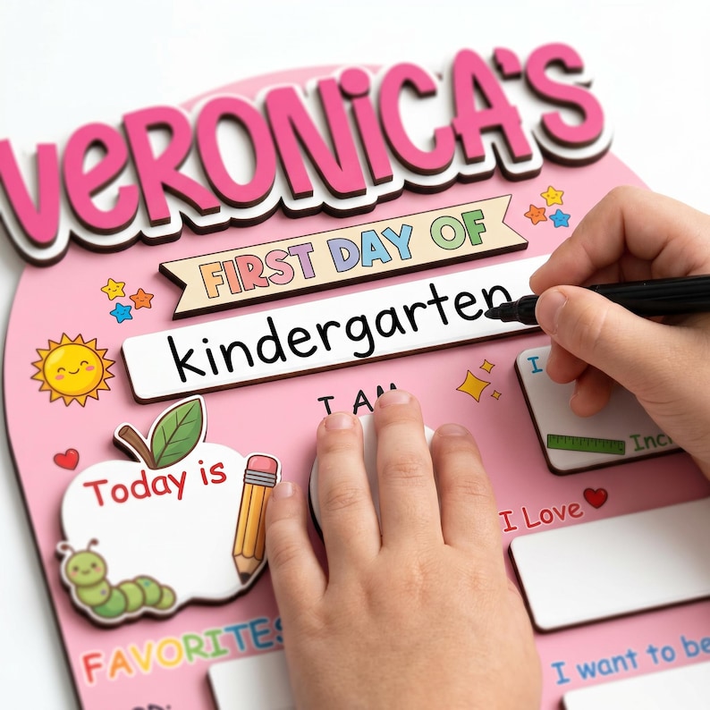 Custom First Day of School Sign,Preschool Back to School Board Kid Gift,Kindergarten 1st Day of School Photo Prop,Last Day School Name Sign