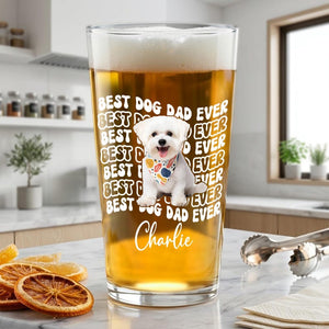 Personalized Dog Dad Photo Beer Glass: Fathers Day Gift for Dog Owner, Pint Beer Glass For Him, Husband Fathers Day Gifts, Dog Lover Gift