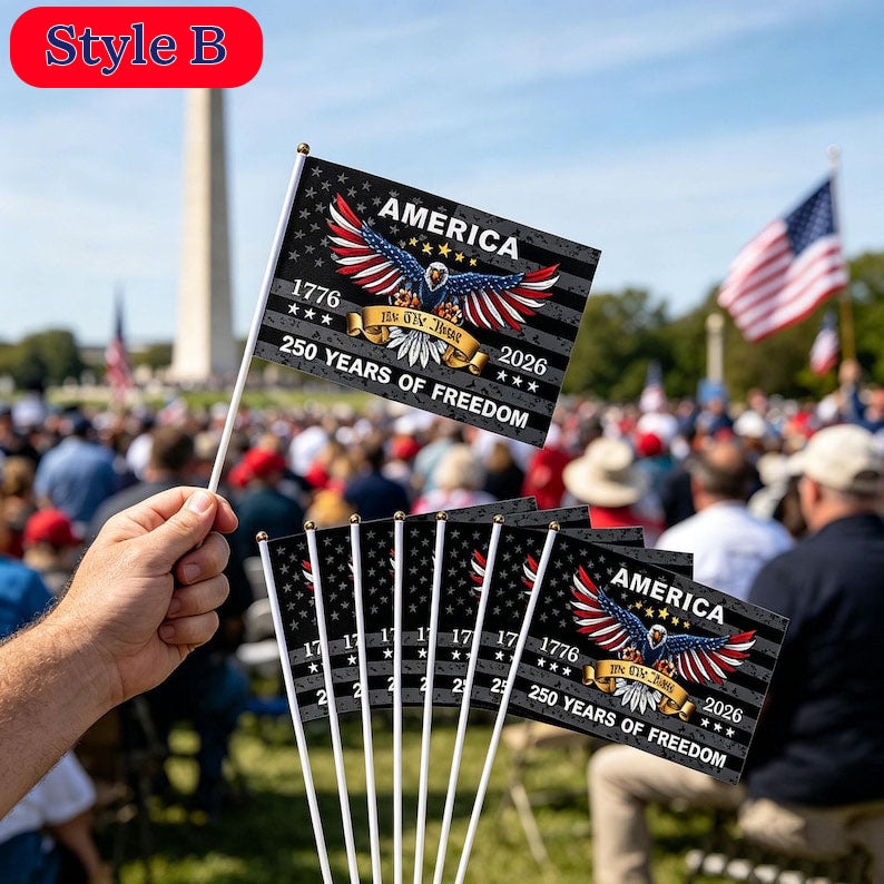 US 250th Anniversary Handheld Flags, Patriotic Souvenir Waving Flags USA Patriotic Handheld Flags for 4th of July Outside Decorations