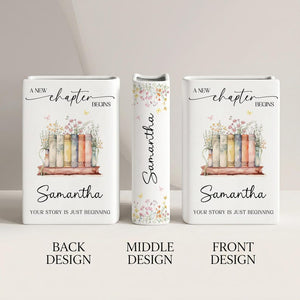 Personalized New Chapter Begin Book Vase, Custom Name Literary Decor,Floral Book Stack Vase,Book Lover,Reader Home Decor,Retirement,Birthday