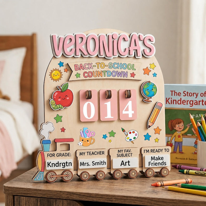 Personalized Back to School Countdown Sign, First Day of School Countdown Board, Custom Kids School Sign, Back to School Tracker for Kids
