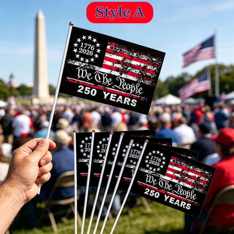 US 250th Anniversary Handheld Flags, Patriotic Souvenir Waving Flags USA Patriotic Handheld Flags for 4th of July Outside Decorations