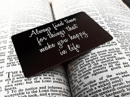 Engraved Picture Wallet Insert - Add Back Engraving Too - Stocking Stuffers, Gifts for Him or Her - Laser Engraved Photo Love Note Card