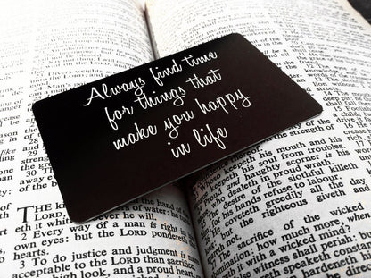 Engraved Picture Wallet Insert - Add Back Engraving Too - Stocking Stuffers, Gifts for Him or Her - Laser Engraved Photo Love Note Card
