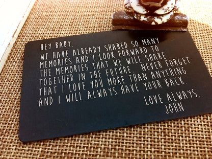Engraved Picture Wallet Insert - Add Back Engraving Too - Stocking Stuffers, Gifts for Him or Her - Laser Engraved Photo Love Note Card