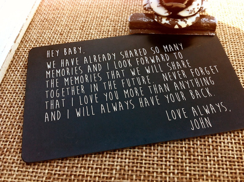 Engraved Picture Wallet Insert - Add Back Engraving Too - Stocking Stuffers, Gifts for Him or Her - Laser Engraved Photo Love Note Card