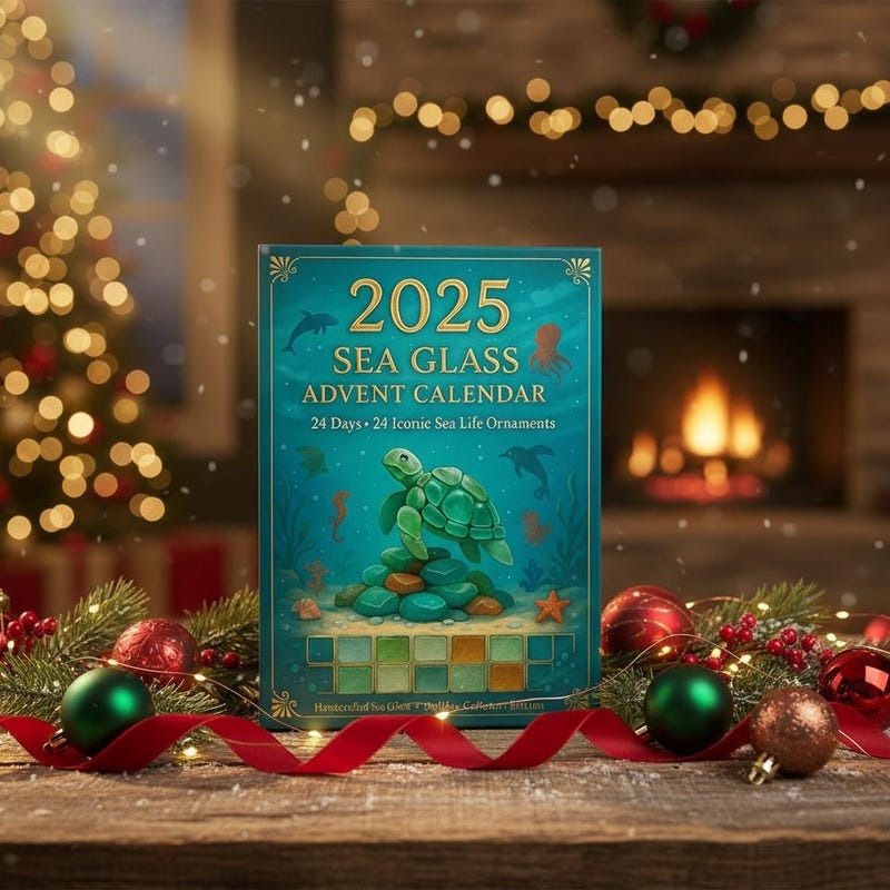 Sea Glass Advent Calendar 2025 24 Sea Animal Figurines Xmas Gift Set