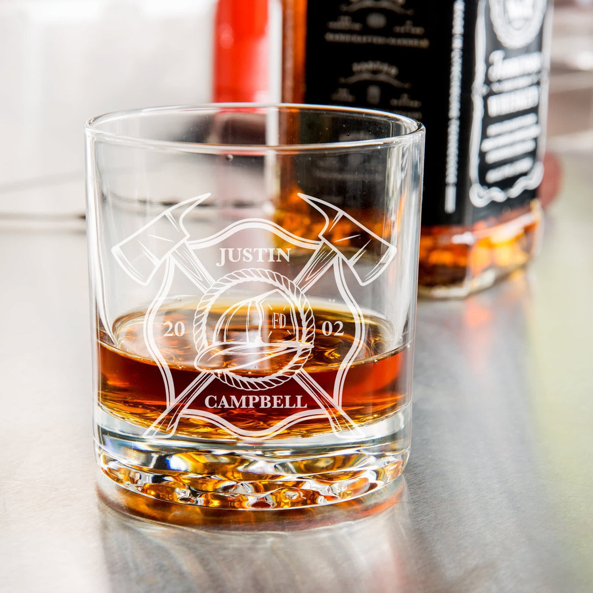 Firefighter Engraved Whiskey Glass - Fireman Rocks Glass, Firefighter Gifts, Gift for Him, Fire Department, Gifts For Firefighters
