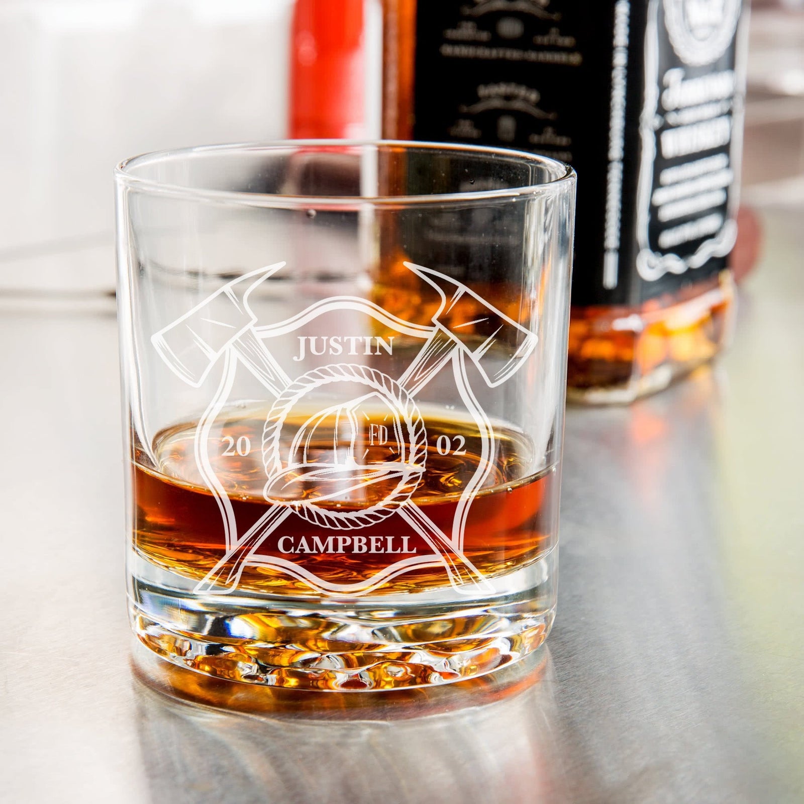 Firefighter Engraved Whiskey Glass - Fireman Rocks Glass, Firefighter Gifts, Gift for Him, Fire Department, Gifts For Firefighters