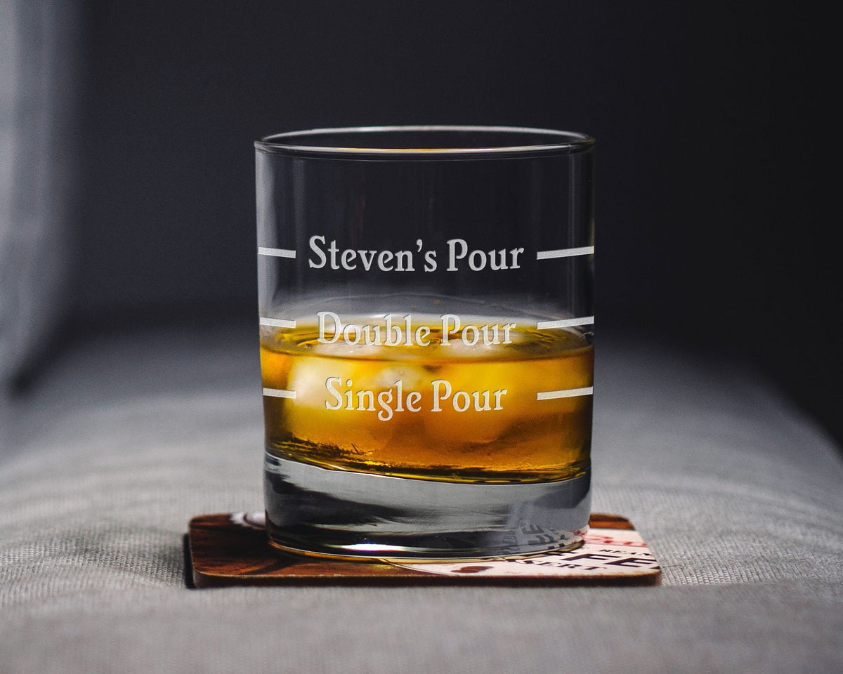 Custom Pour Line Whiskey Glass. Funny Whiskey Glass. Single Pour Double Pour Your Pour. Personalized Rocks Glass. Whiskey Gift