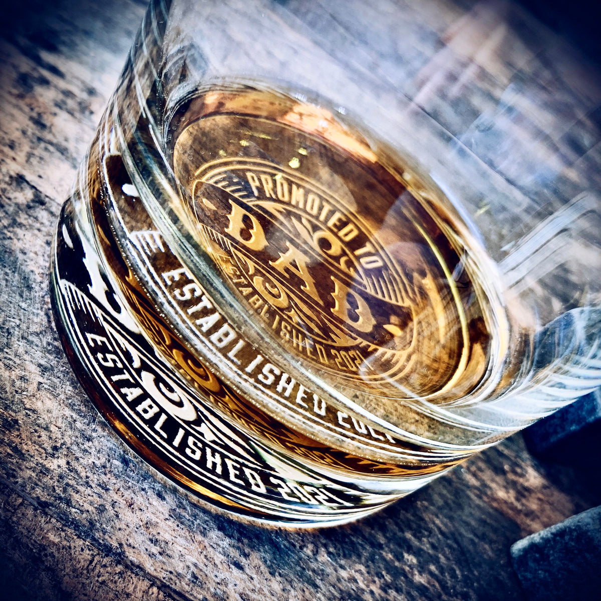 Promoted To DAD with EST. Date / Year / Old Fashioned Whiskey Glass / Bourbon Glass / Scotch Glass / Single Glass / Valentine's Day Gift