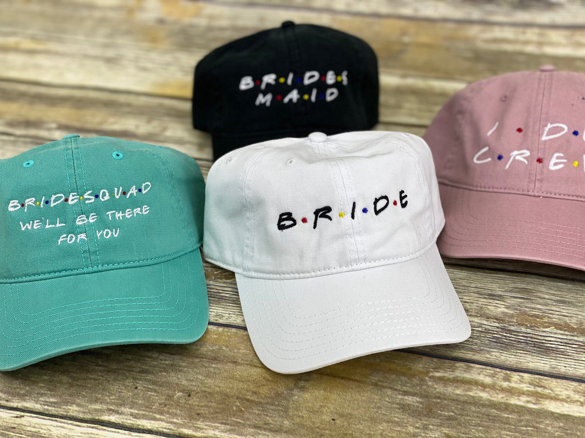 Friends bridal gifts Embroidered hat, Bridesmaid gift, Gift for bride, Bachelorette gift, Bride to be, Personalized gift, Bridal gifts