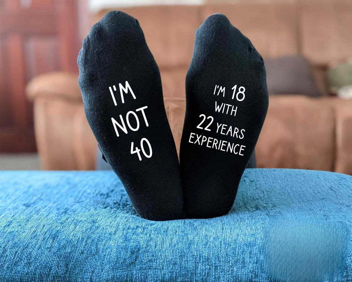 60th Birthday Socks - I'm not 60 I'm 18 with 42 years experience - Printed Men's and Ladies Novelty GIFT - All years available