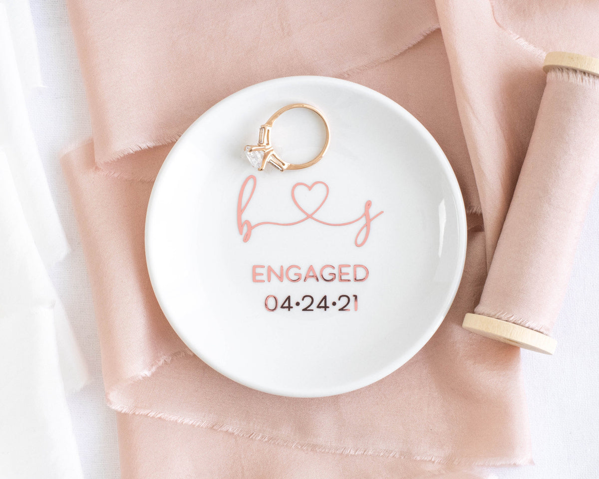 Engagement ring dish engagement ring holder engagement gifts for couple engagement gift for best friend personalized gift for her ring tray
