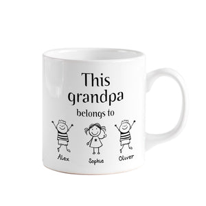 This grandpa belongs to mug with grandchildren names / Christmas Gift for Grandpa / Children drawing / Personalised Father's Day / For pops