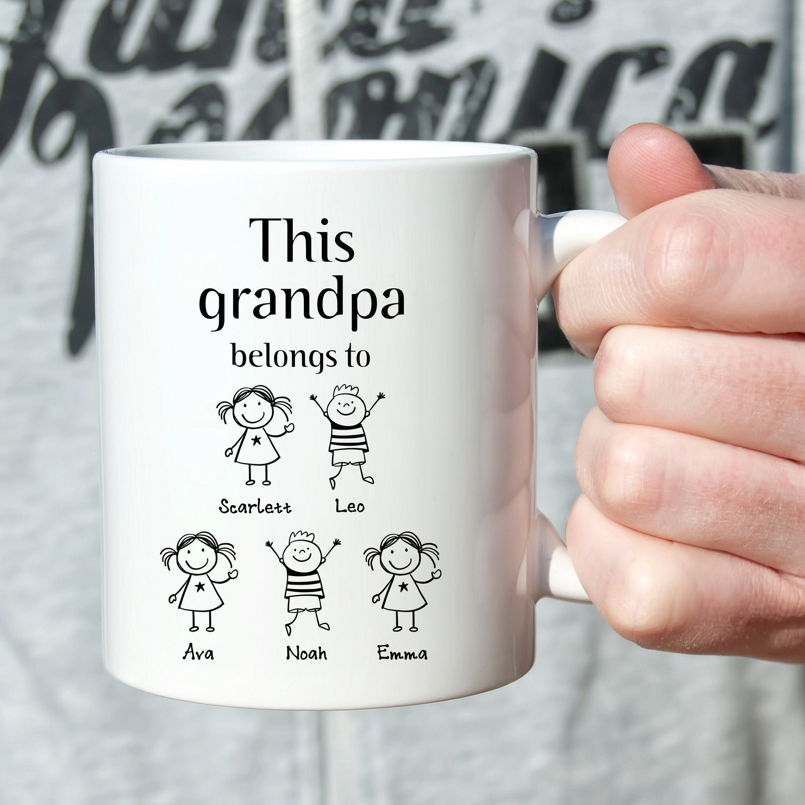 This grandpa belongs to mug with grandchildren names / Christmas Gift for Grandpa / Children drawing / Personalised Father's Day / For pops