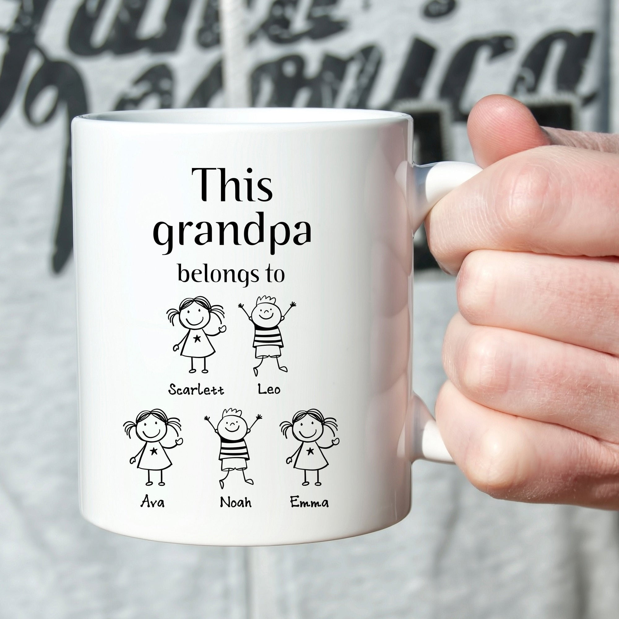 This grandpa belongs to mug with grandchildren names / Christmas Gift for Grandpa / Children drawing / Personalised Father's Day / For pops