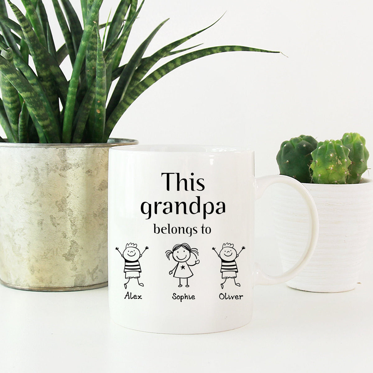 This grandpa belongs to mug with grandchildren names / Christmas Gift for Grandpa / Children drawing / Personalised Father's Day / For pops