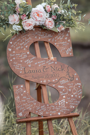 Wooden Name Sign Custom Letter a Guest Book Wedding Guest Book Alternative Guest Book Alternative Wedding Letter Guest Book Alternative