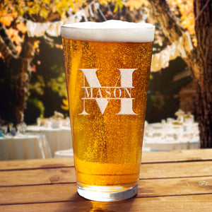 Personalized Beer Glasses, Personalized Gift For Him, Pint Glass, Dorm Gift, Wedding Gift, Husband Gift, Boyfriend Gift, Monogram