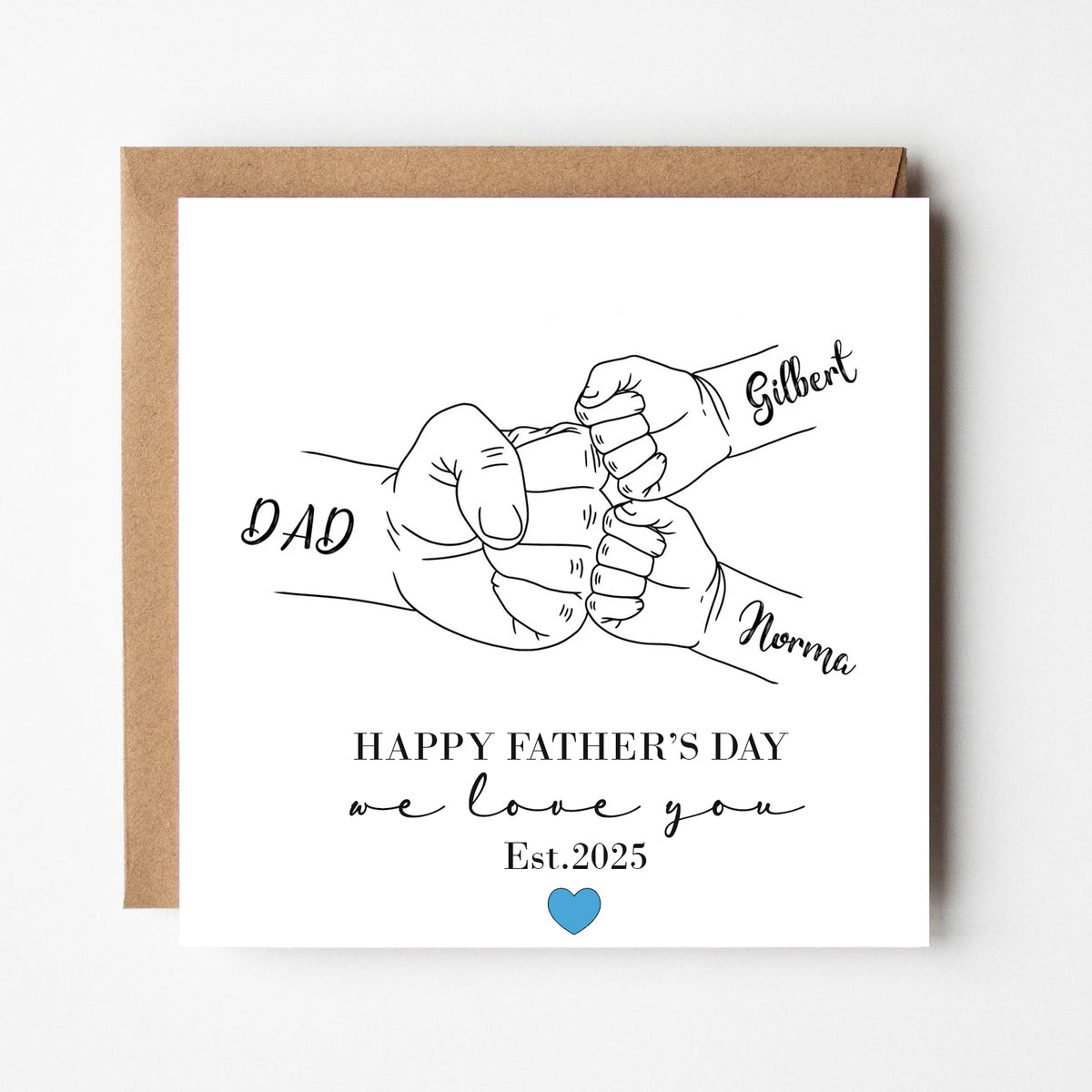 Personalised Fist Bump Father's Day Card | Special Card for Daddy, Gift for Grandad, 1st Fathers Day Keepsake, Someone like Dad, 2 3 4 5 6 Children