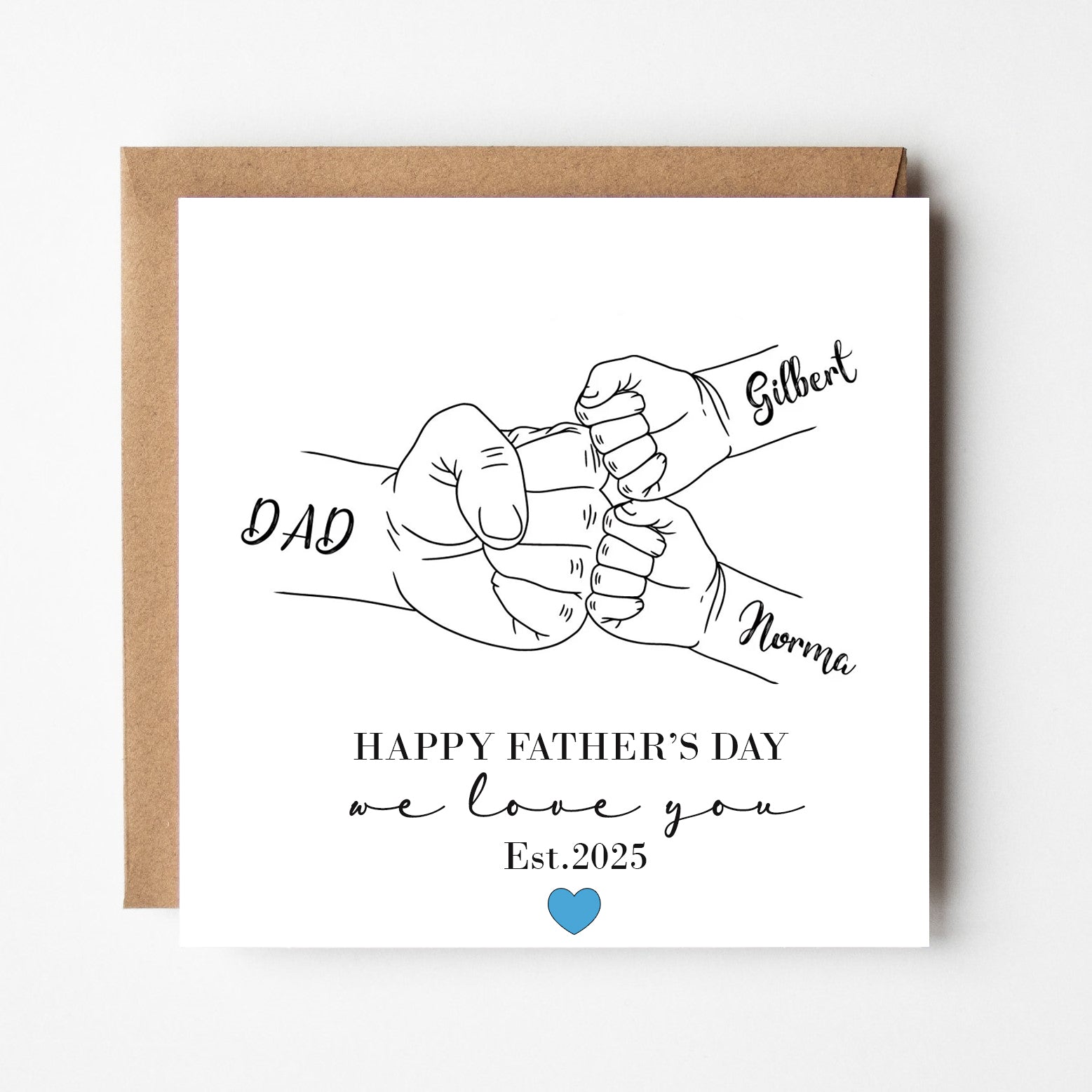 Personalised Fist Bump Father's Day Card | Special Card for Daddy, Gift for Grandad, 1st Fathers Day Keepsake, Someone like Dad, 2 3 4 5 6 Children