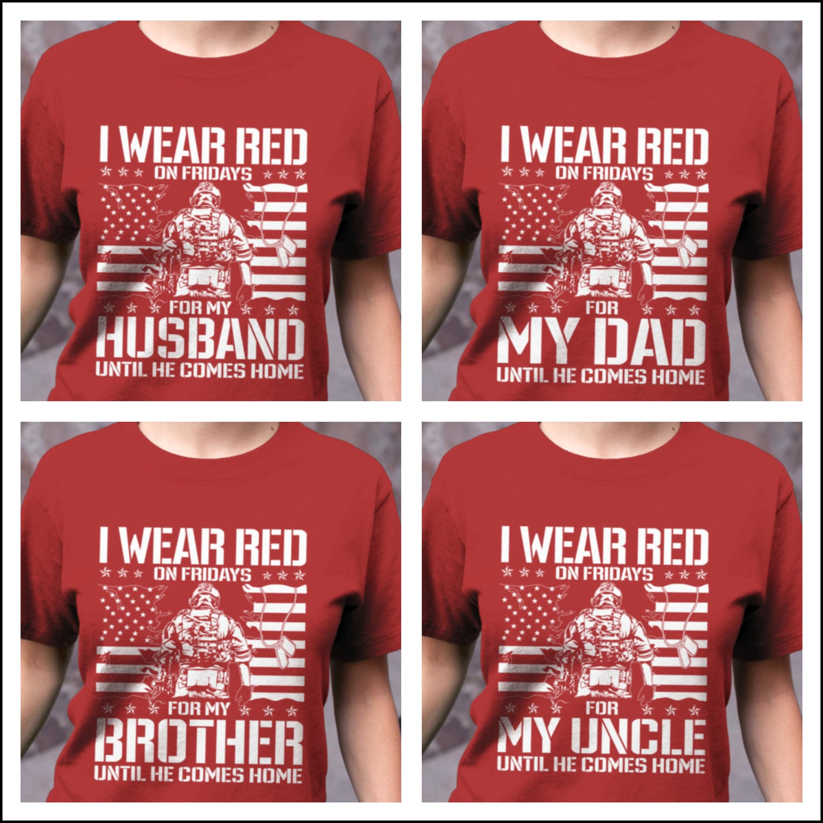 I Wear Red On Friday For My Son Shirt | Support Our Troops | Military Mom Family Red Friday Flag Shirt Remember Everyone Deployed Shirts