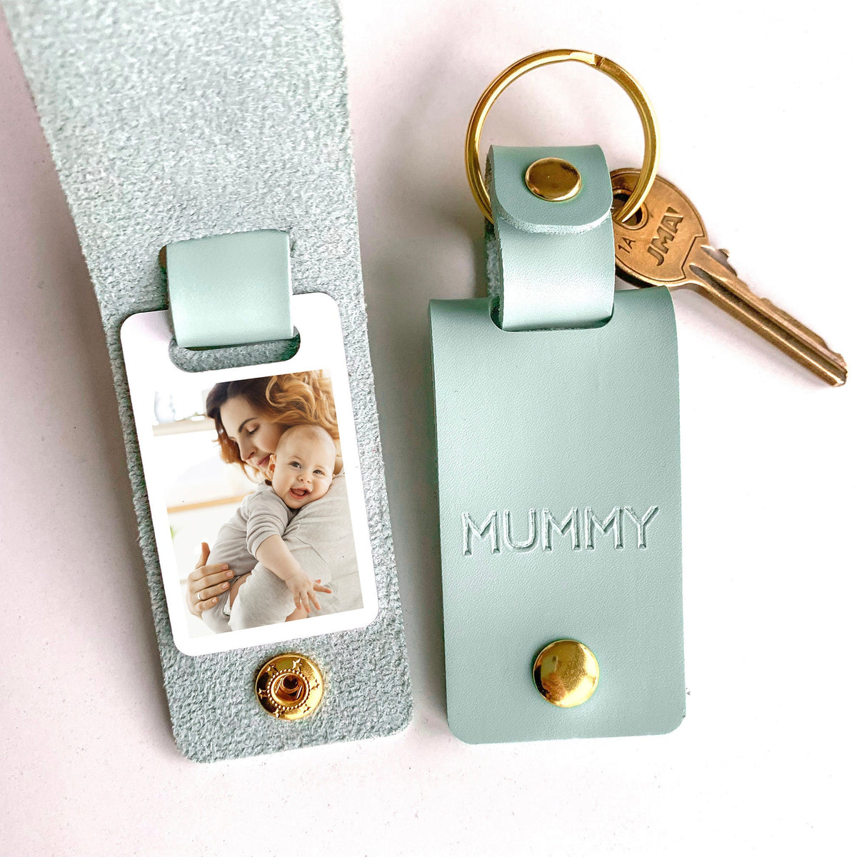Personalised Mummy Photo Keyring, Vegan Leather Photo Keychain, Mother's Day gift for her, Birthday Christmas gift for mum mummy
