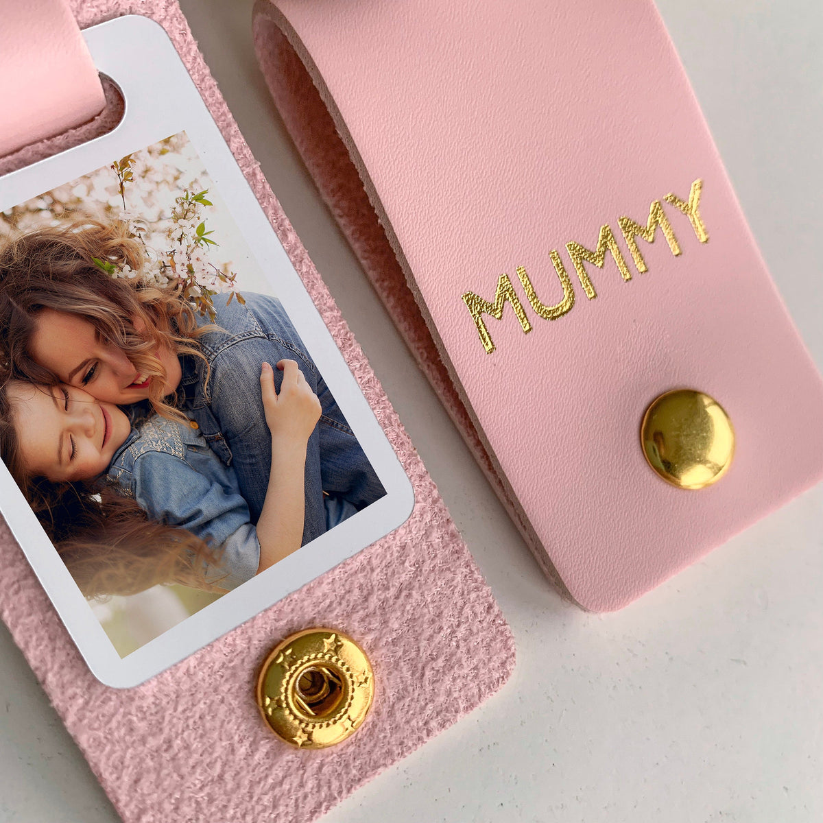 Personalised Mummy Photo Keyring, Vegan Leather Photo Keychain, Mother's Day gift for her, Birthday Christmas gift for mum mummy