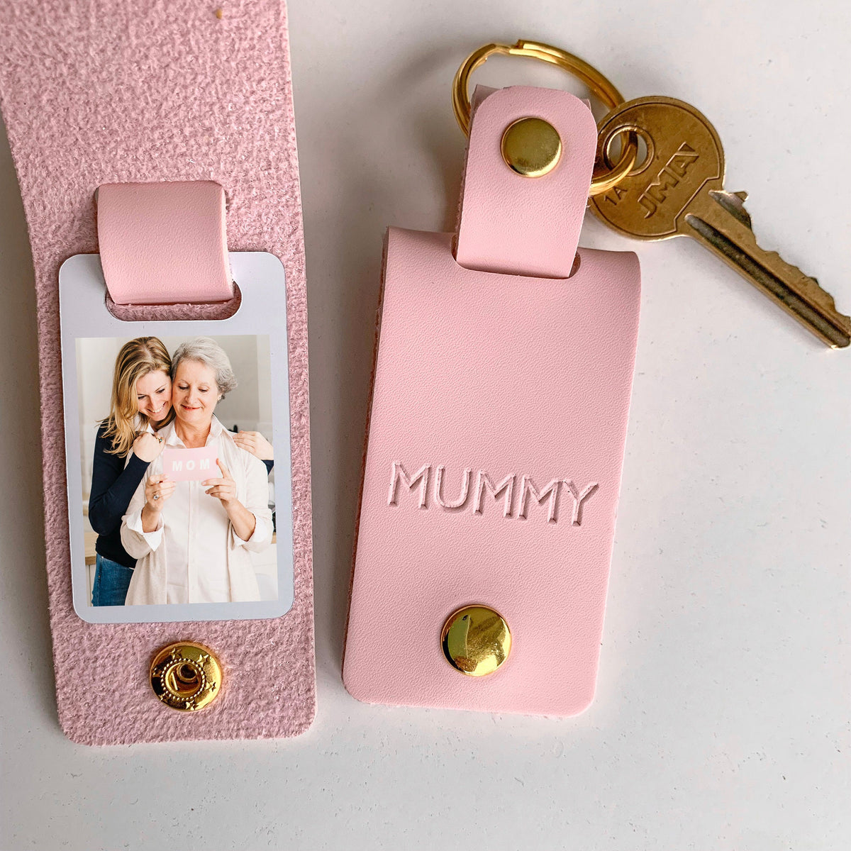 Personalised Mummy Photo Keyring, Vegan Leather Photo Keychain, Mother's Day gift for her, Birthday Christmas gift for mum mummy