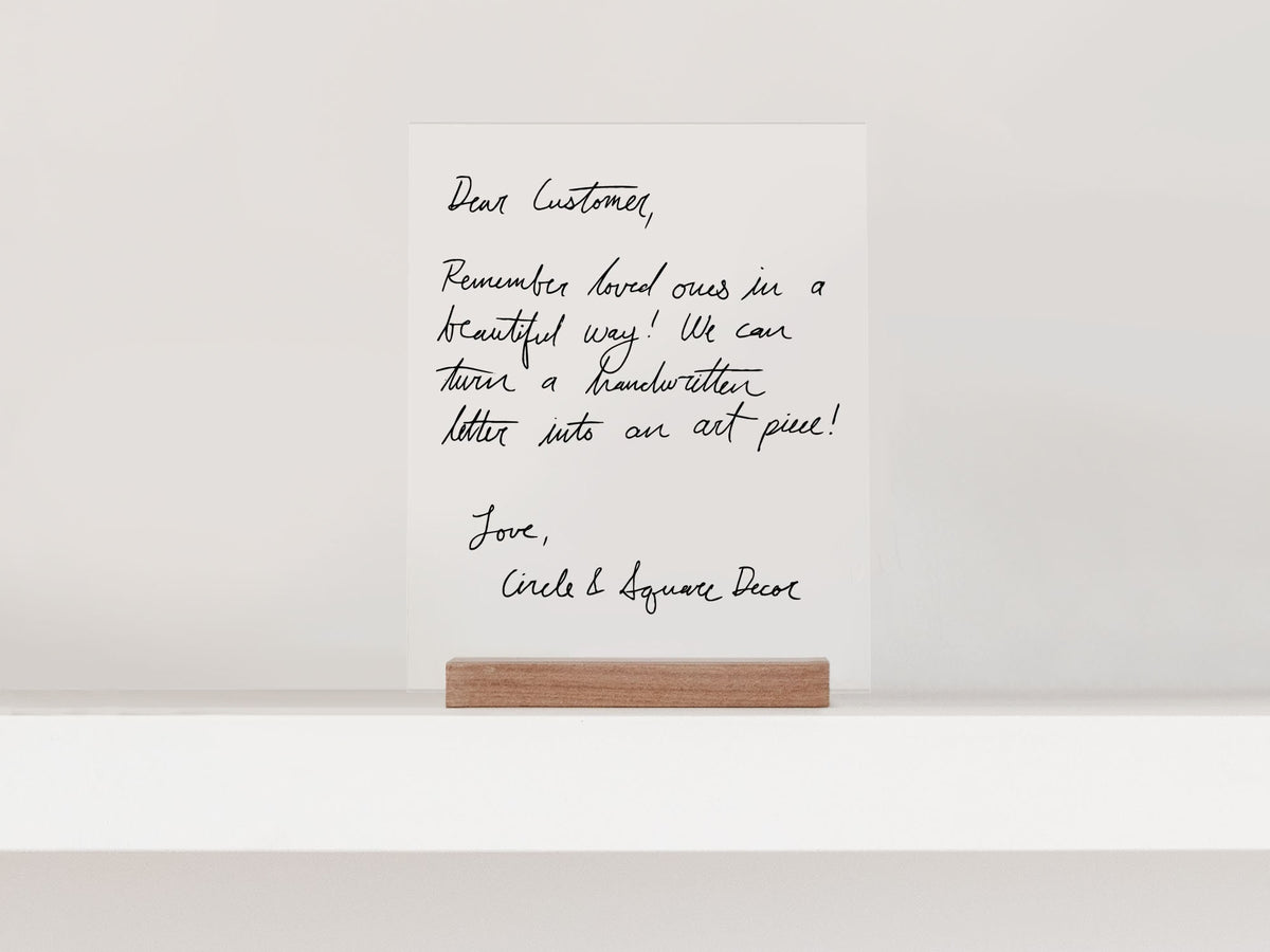 Actual Handwriting Gift, Handwritten Letter on Acrylic with Wood Stand, Handwritten Recipe Sign, Personalized Gift, Handwritten Memorial