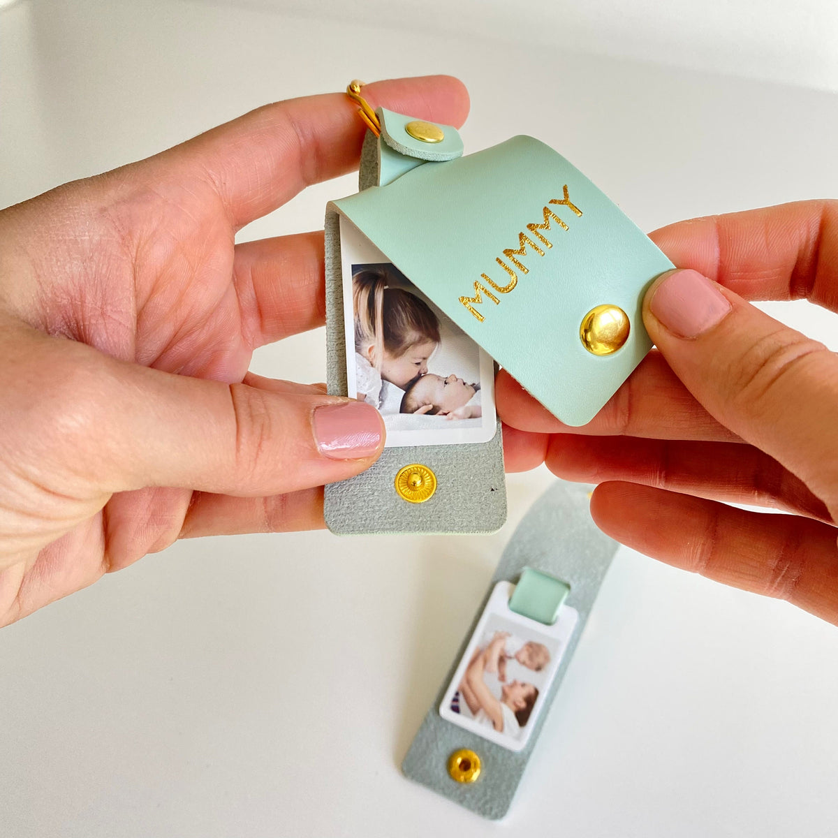 Personalised Mummy Photo Keyring, Vegan Leather Photo Keychain, Mother's Day gift for her, Birthday Christmas gift for mum mummy
