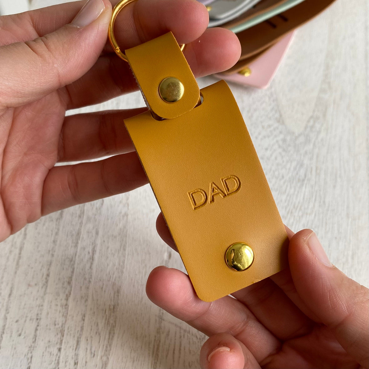 Personalised Daddy Photo Keyring, Vegan Leather Photo Keychain, Father's Day gift for him, Birthday Christmas gift for dad father