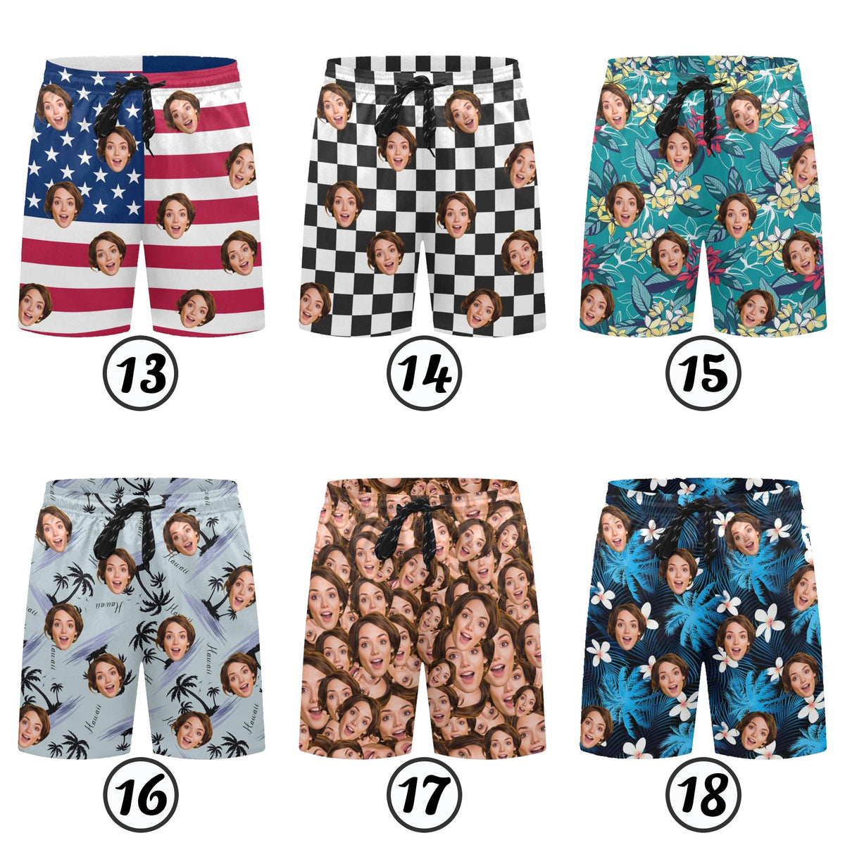Custom Face Men Swimwear Personalized Men Bathing Suit Face on Beach Shorts Custom Face Swim Trunk Party/Vacation/Father's Day Gift for Dad