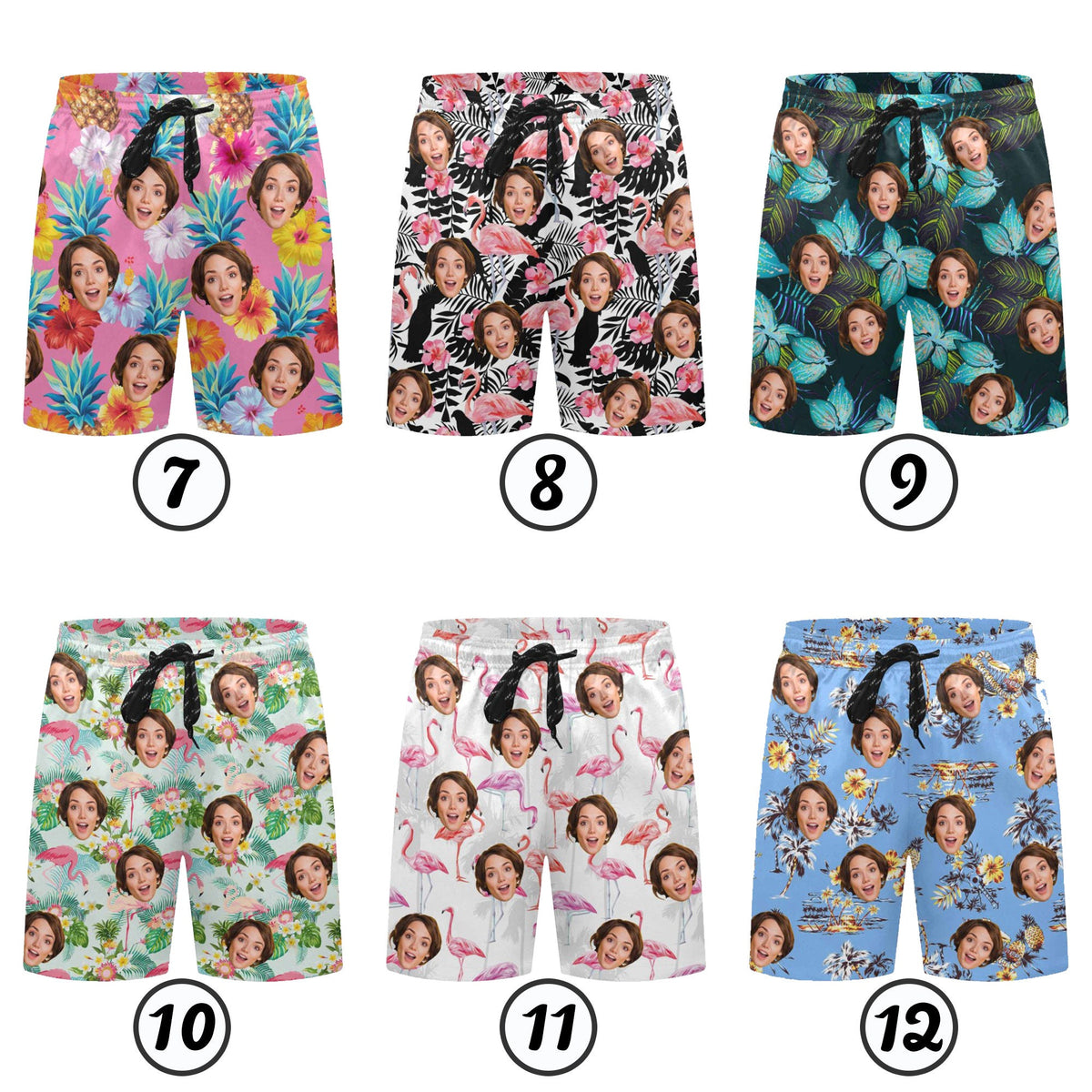 Custom Face Men Swimwear Personalized Men Bathing Suit Face on Beach Shorts Custom Face Swim Trunk Party/Vacation/Father's Day Gift for Dad